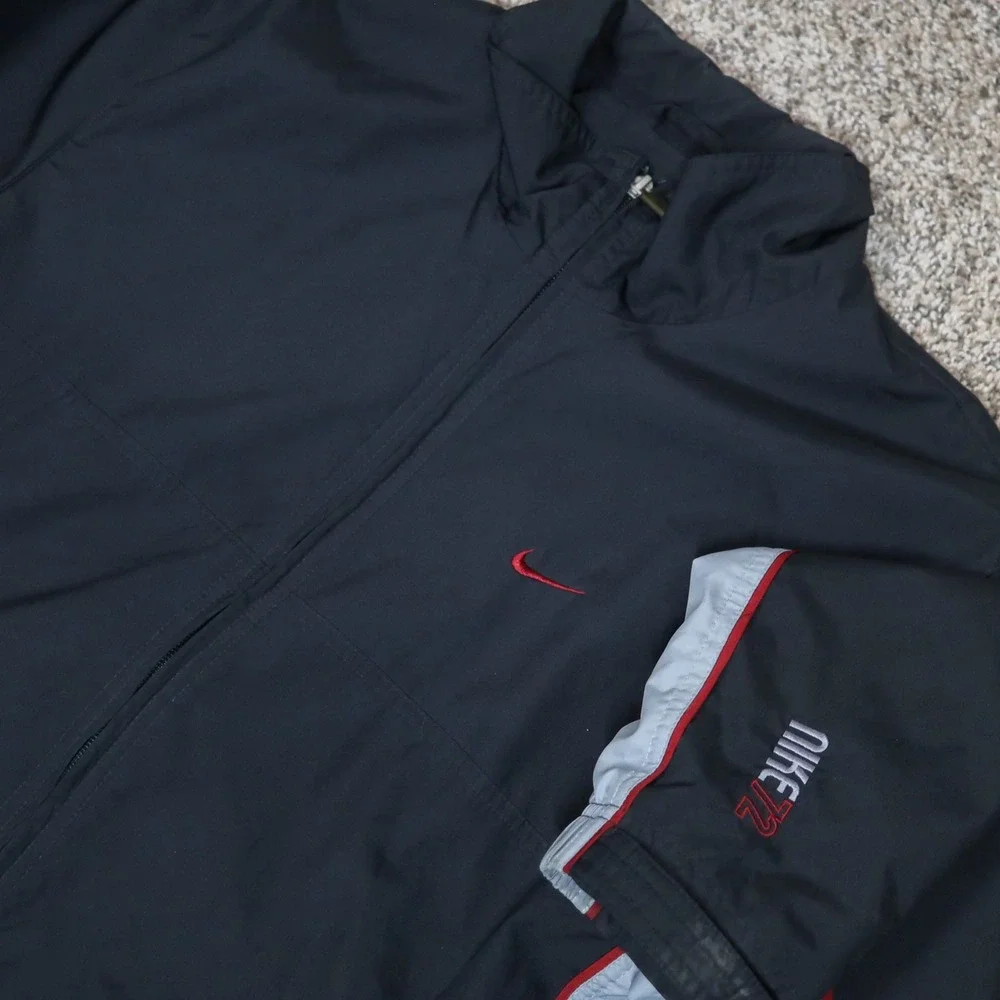 Vintage Nike 72 Track Jacket Mens Small‎ Black Full Zip Windbreaker Warm Up Y2K